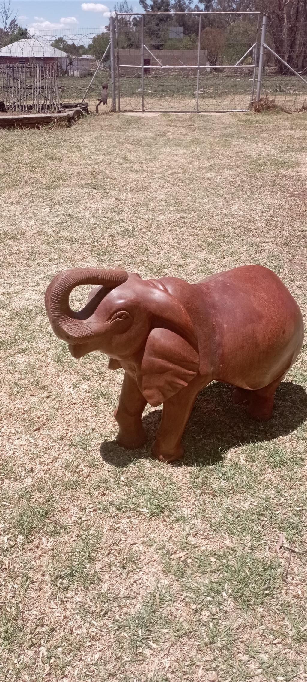 Large carved wooden elephant