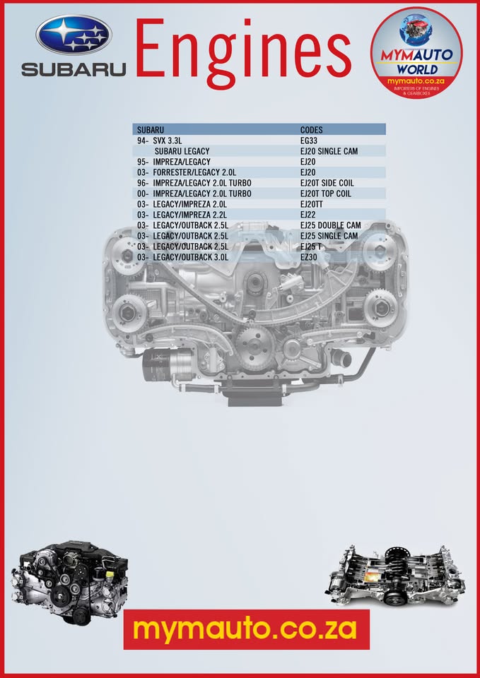 SUBARU USED IMPORTED ENGINES & GEARBOXES - Private Seller SUBARU USED IMPORTED ENGINES & GEARBOXES - Private Seller