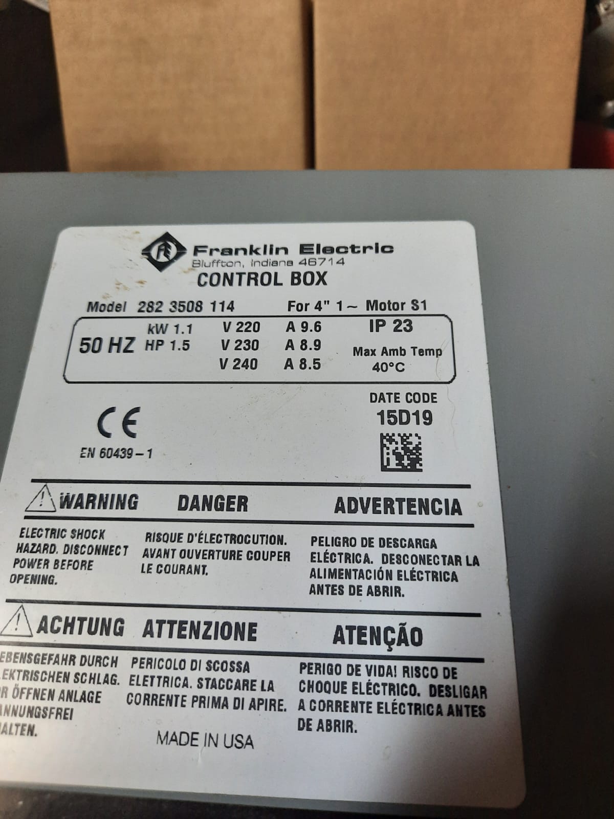 Franklin 1.1kw control box