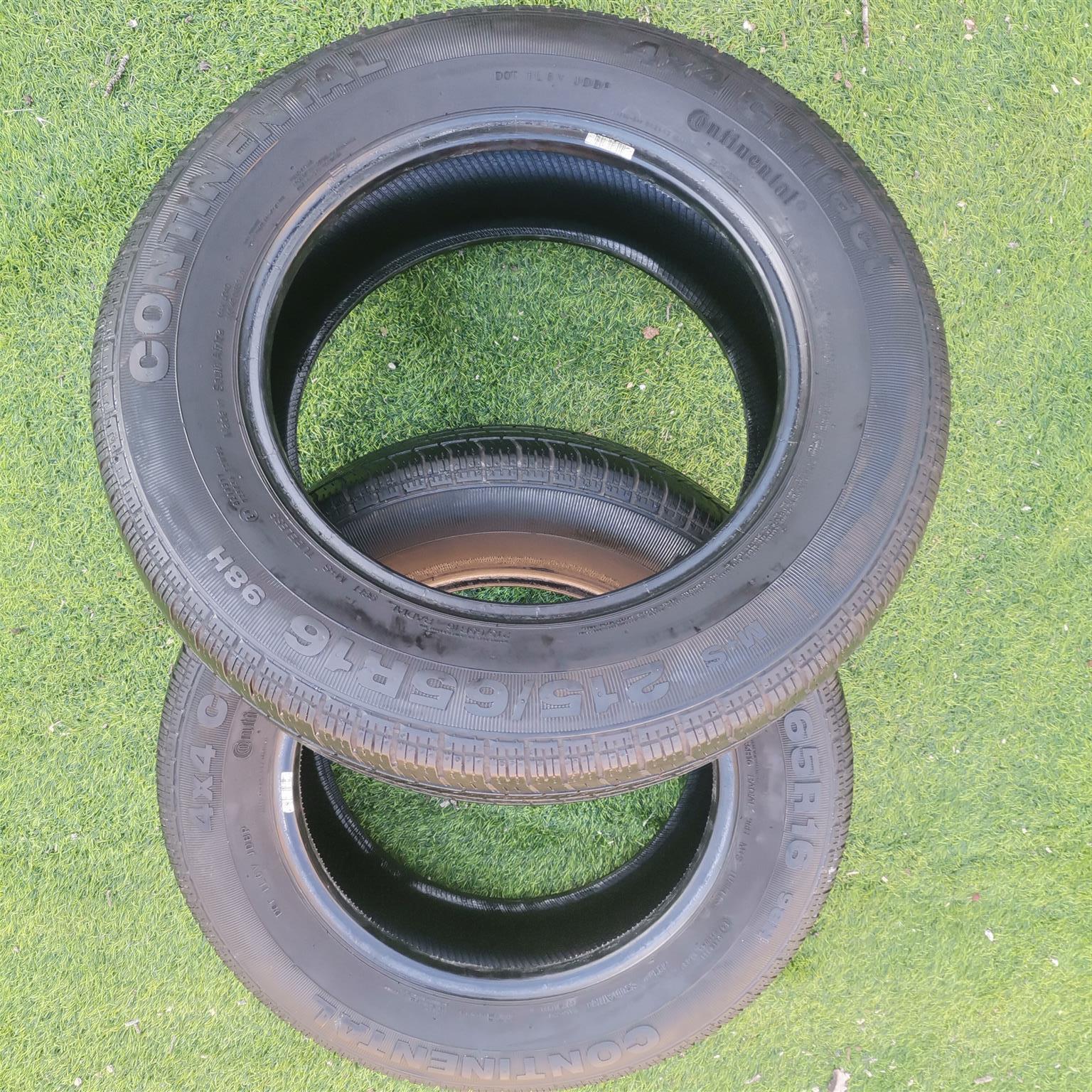 2x Good Used Continental 4x4 Contact Spare Tyres Available For Sale-215/65/16. - Private Seller