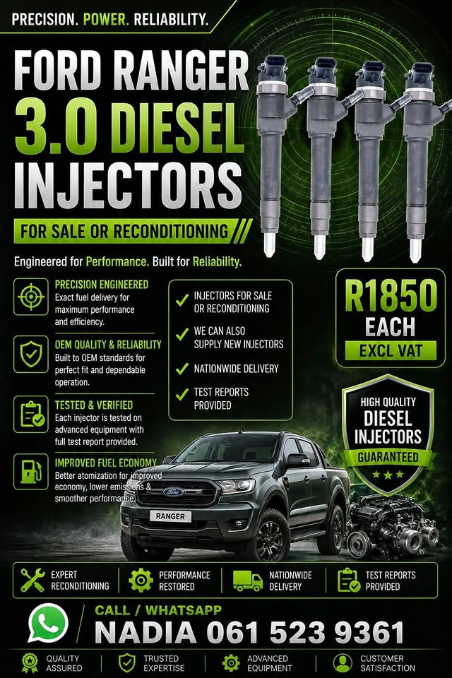 FORD RANGER 3,0 DIESEL INJECTORS FOR SALE OR RECONDITIONING - Private Seller FORD RANGER 3,0 DIESEL INJECTORS FOR SALE OR RECONDITIONING - Private Seller