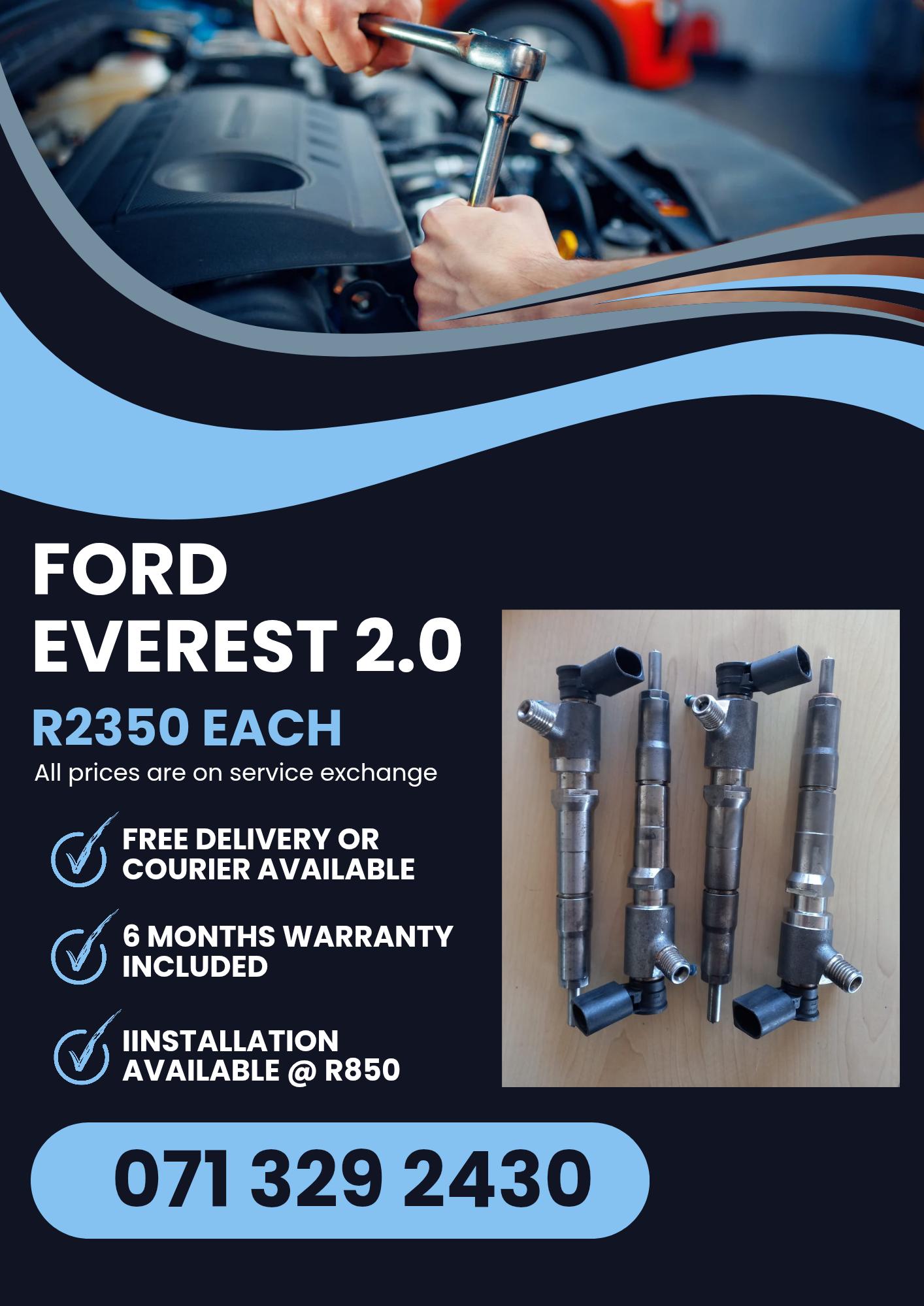 FORD EVEREST 2.0 INJECTORS FOR SALE WITH WARRANTY - Private Seller FORD EVEREST 2.0 INJECTORS FOR SALE WITH WARRANTY - Private Seller