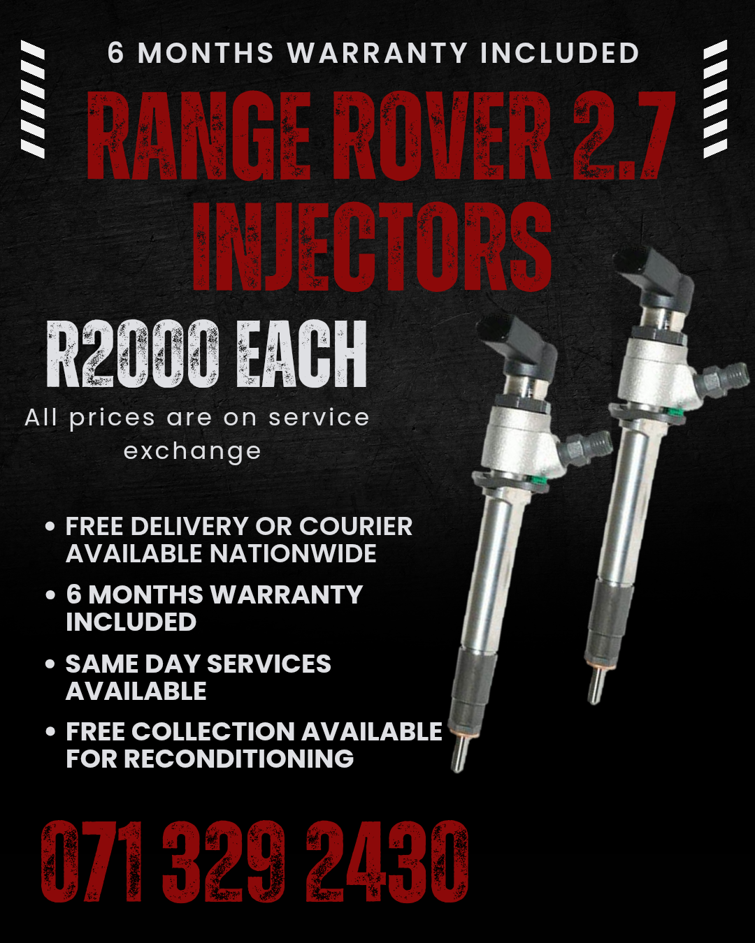 RANGE ROVER 2.7 INJECTORS FOR SALE WITH WARRANTY ON - Private Seller RANGE ROVER 2.7 INJECTORS FOR SALE WITH WARRANTY ON - Private Seller