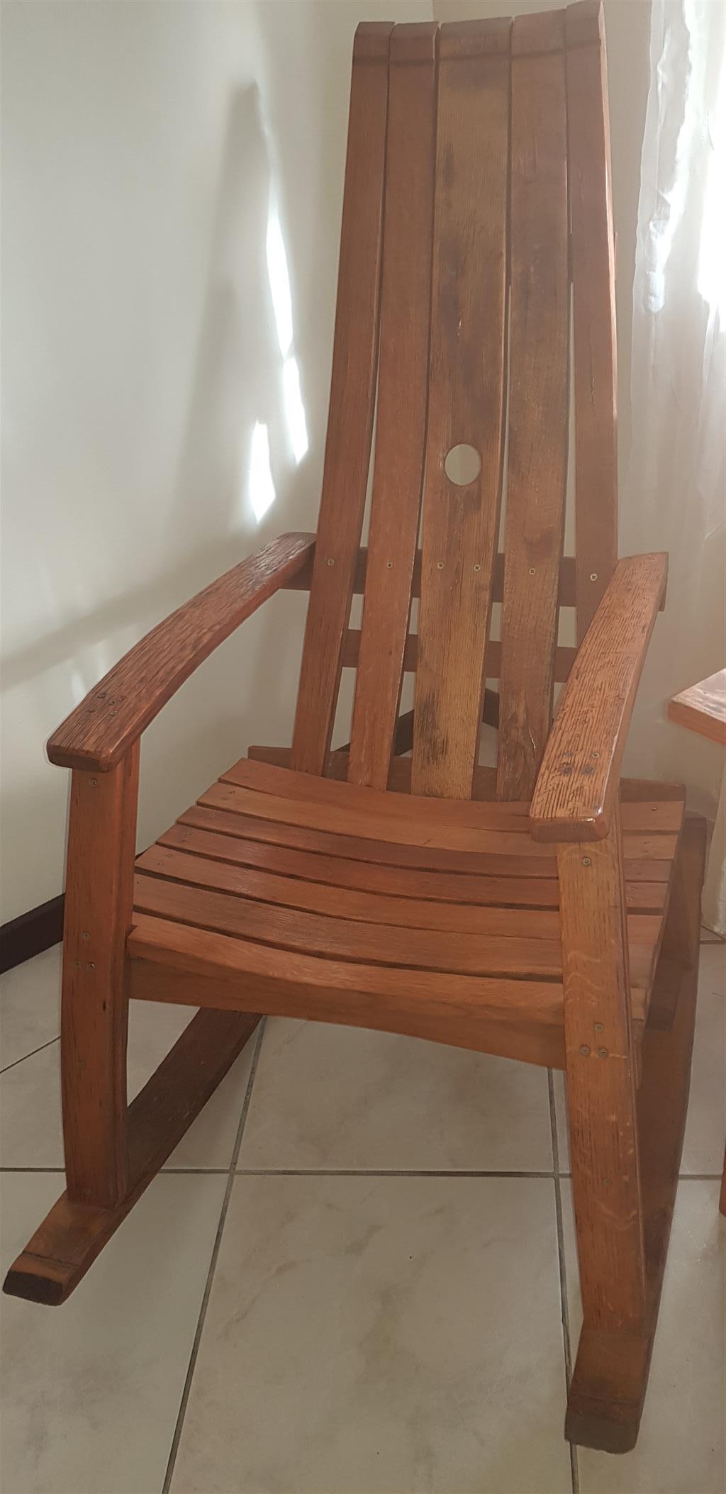 rare oak wood rocking chair for sale