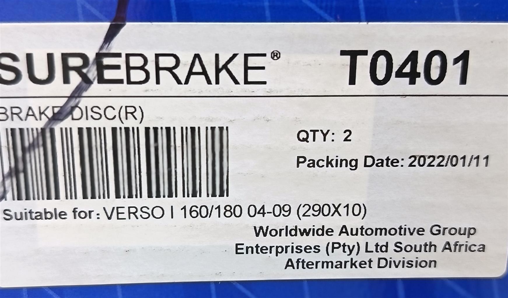 Toyota Verso 04-09 NEW Rear brake discs - Private Seller