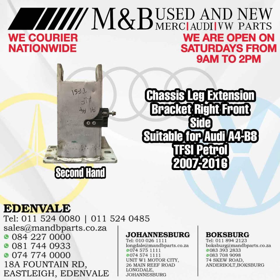 Chassis Leg Extension Bracket Right Front Side (Second Hand) Suitable for Audi A4-B8 TFSI Petrol - Private Seller Chassis Leg Extension Bracket Right Front Side (Second Hand) Suitable for Audi A4-B8 TFSI Petrol - Private Seller