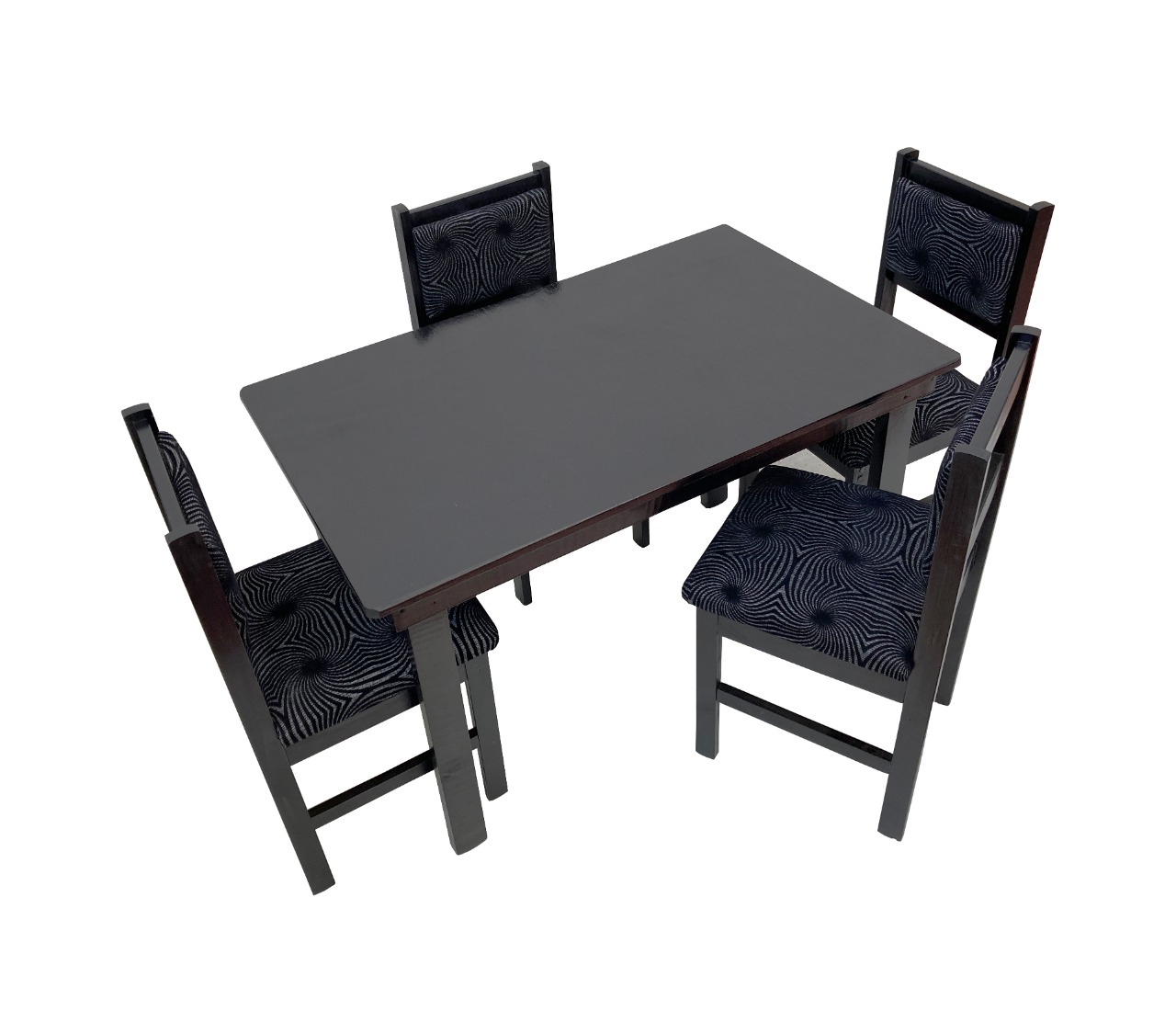 Black Wooden 4 Seater Dining Table Sets for 