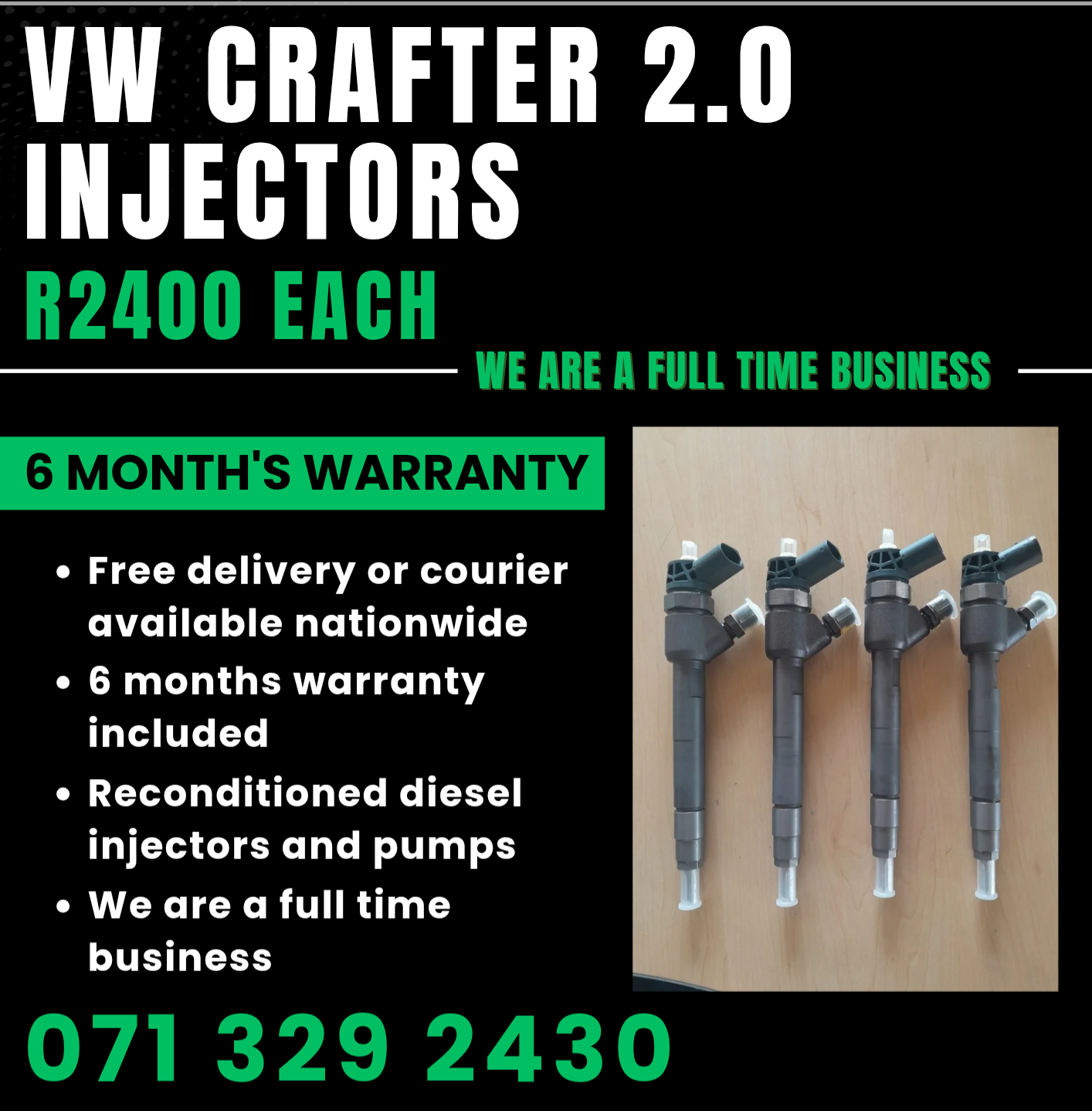 VW CRAFTER 2.0 INJECTORS FOR SALE WITH WARRANTY - Private Seller VW CRAFTER 2.0 INJECTORS FOR SALE WITH WARRANTY - Private Seller