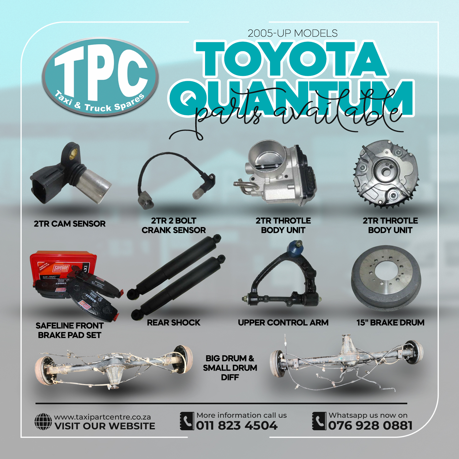 Come get this great deal on our Toyota Quantum 2005-UP Model Parts Available - Private Seller