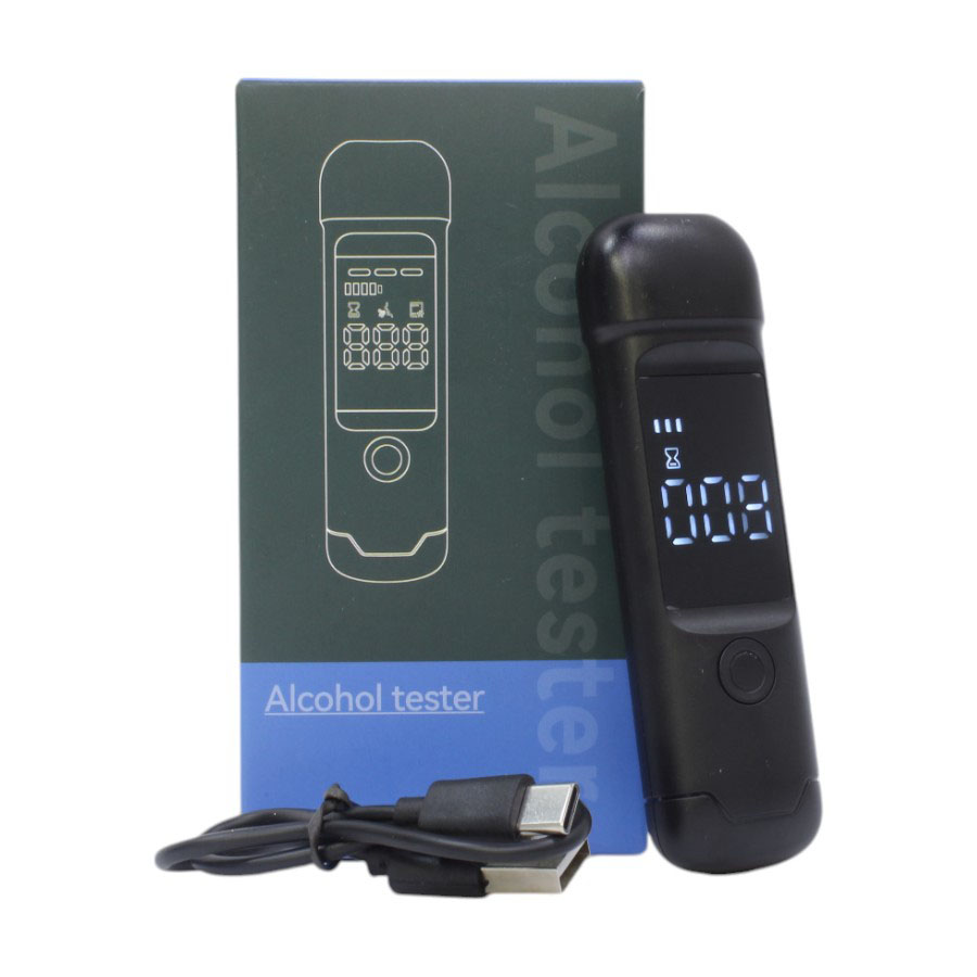 XJ1000 Portable USB Rechargable Alcohol Breathalyzer Tester (Black)