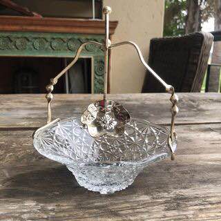 Antique Glass & Silver Plated Sugar or Relish Set with beautiful spoon