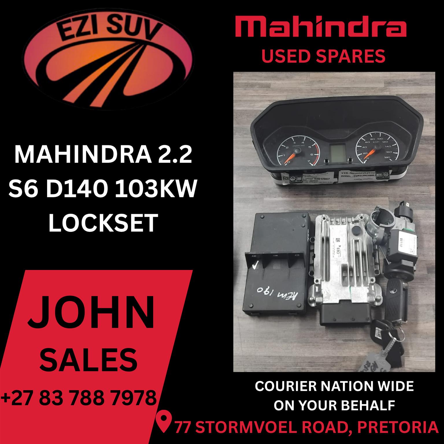 MAHINDRA 2.2 S6 D140 LOCKESET CONTACT F/PRICE - Private Seller MAHINDRA 2.2 S6 D140 LOCKESET CONTACT F/PRICE - Private Seller