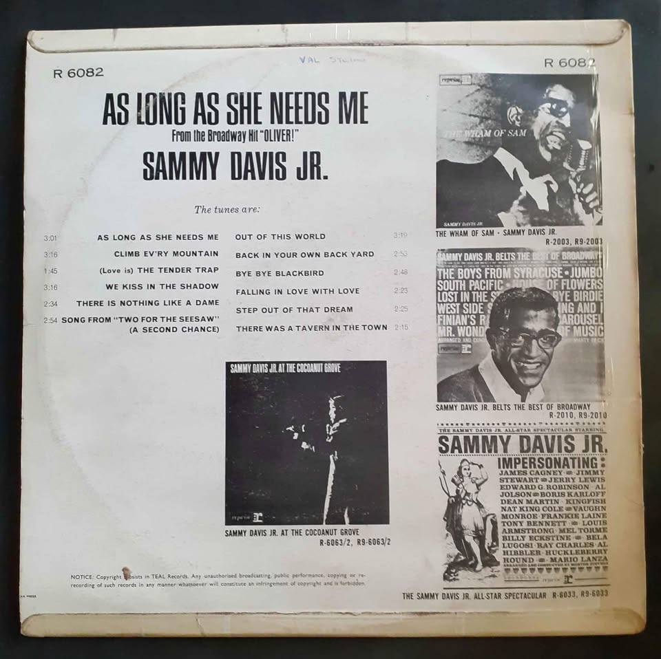Sammy Davis Jr. - As Long As She Needs Me LP Record