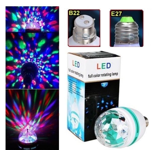 Auto Rotating DJ Party Disco Stage MultiColour RGB LED E27 Socket Crystal Lamp.