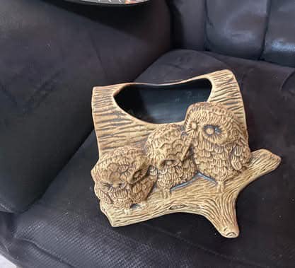 vintage owl family ceramic type vase