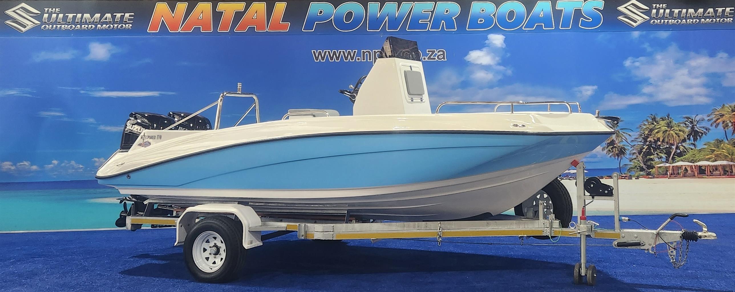 EXPLORER EVO 19 FT ON TRAILER 2 X 70 HP SUZUKI 4 STROKES 2025 MODEL