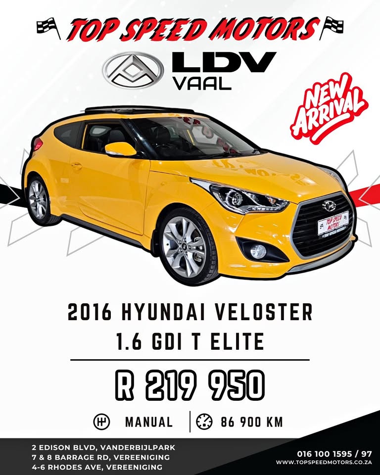 2016 HYUNDAI VELOSTER 1.6 GDI T ELITE