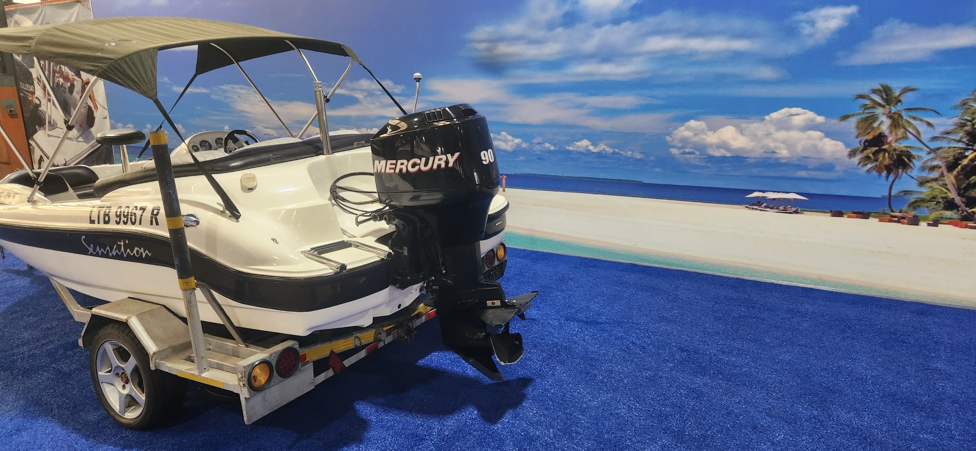 SENSATION 1450 SPORT ON TRAILER 90 HP MERCURY TRIM