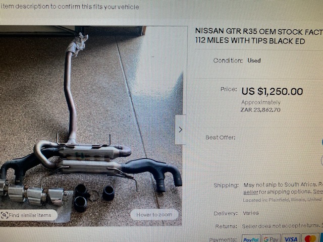 Nissan GTR R35 Exhaust - Private Seller