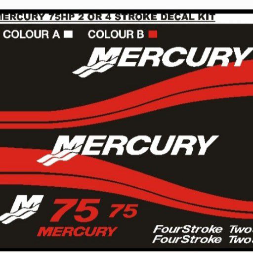 Mercury 75 Outboard motor stickers decals