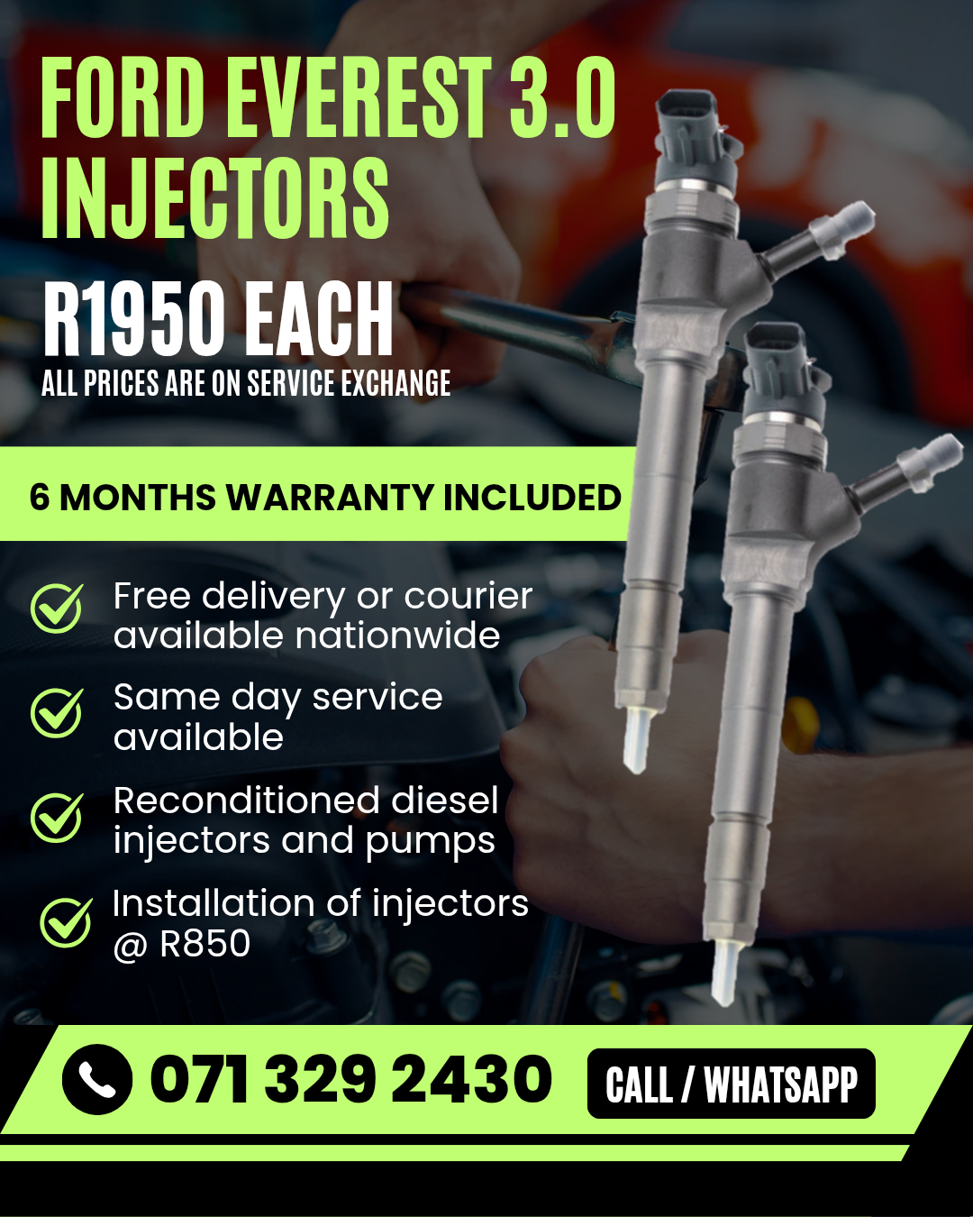 FORD EVEREST 3.0 INJECTORS FOR SALE WITH WARRANTY - Private Seller FORD EVEREST 3.0 INJECTORS FOR SALE WITH WARRANTY - Private Seller