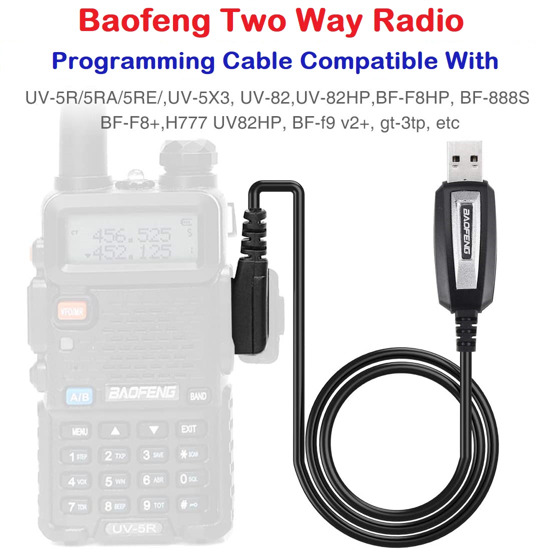 USB Programming Cable plus CD For Two-Way Walkie Talkie Radios/Transceivers. NEW