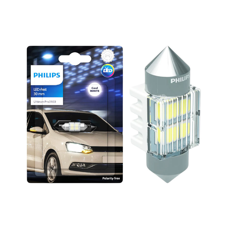 Philips Ultinon Pro3100 Festoon 30mm 12v 0.6w Cool white bulb