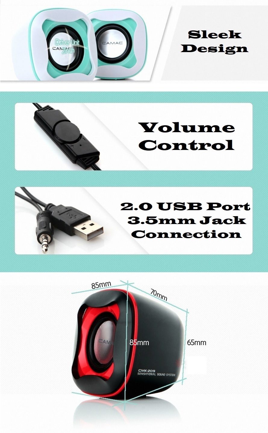 MultiMedia Smart Speakers Compact Portable Camac CMK-209. Brand New Products.