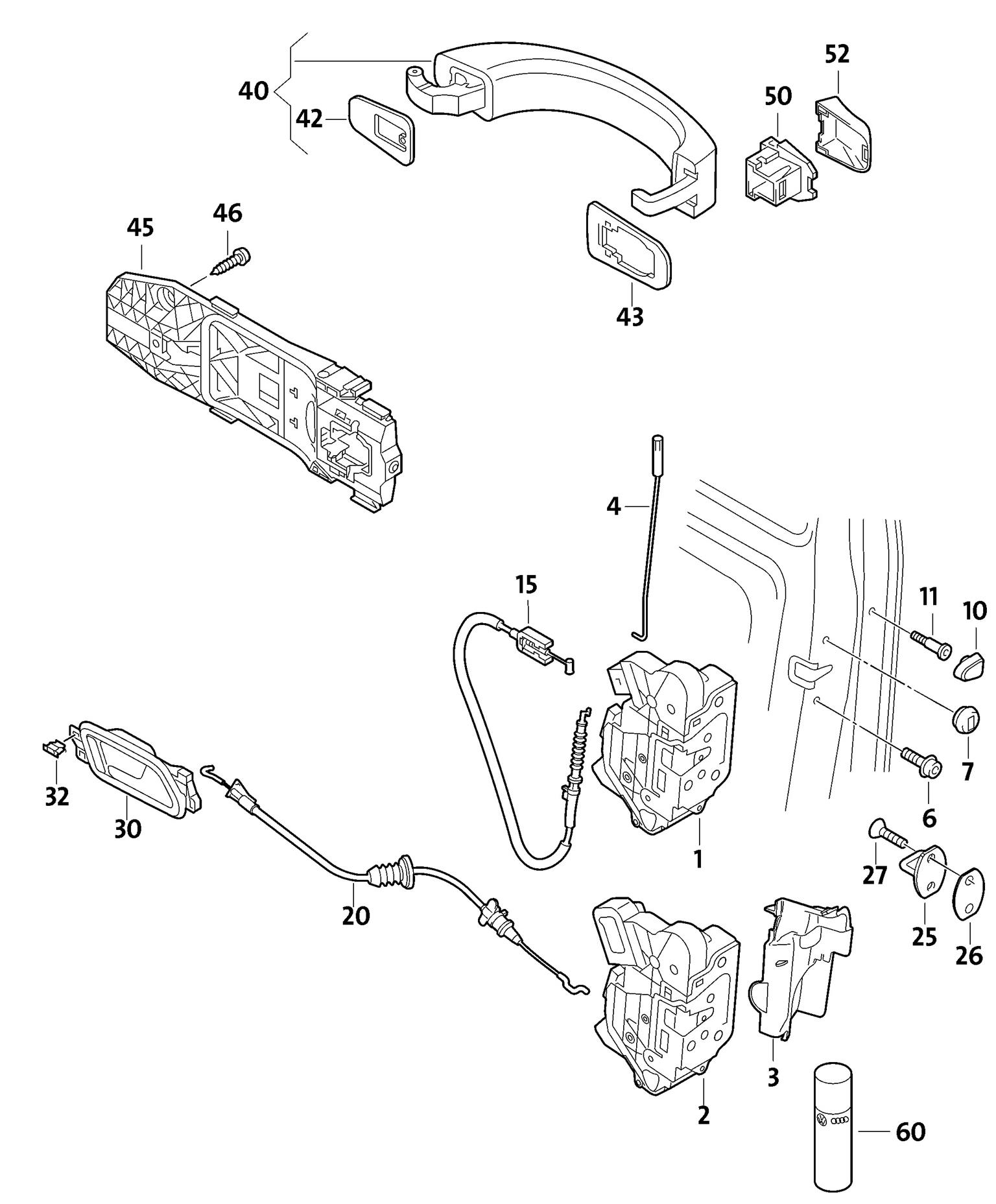 Door Lock components - VW Amarok