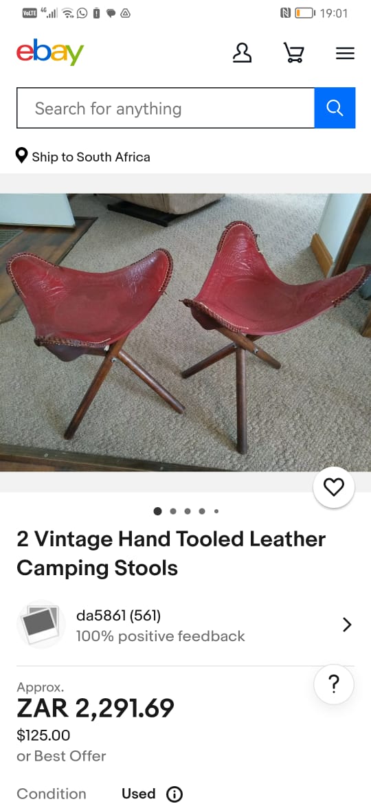 Vintage tripod hand crafted leather stools - tripod