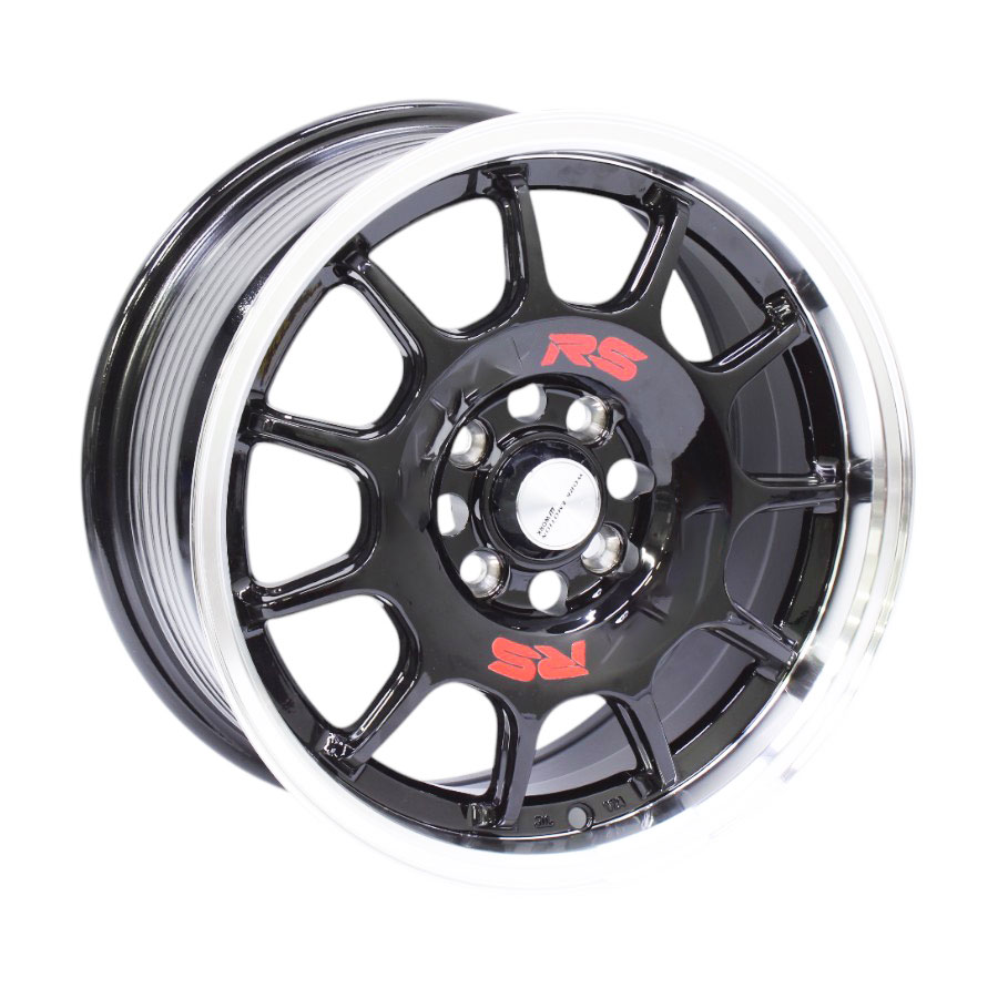15″ DQ010 4/100 Gloss Black Machine Lip Alloy Wheels