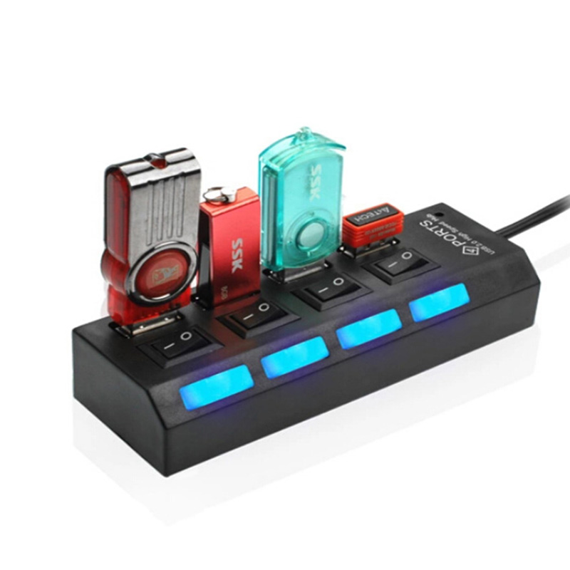 4 Port USB Hub with Switches