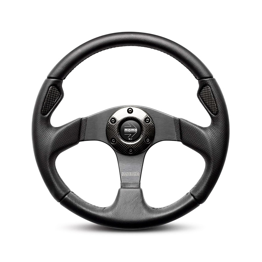 Momo Jett Black Leather & Carbon Fibre Sport Steering Wheel (350mm)