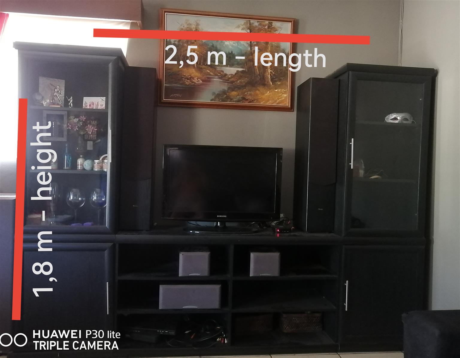 Wall unit with 3 Sony speakers and 2 TLS Reference speakers. Wall unit with 3 Sony speakers and 2 TLS Reference speakers.