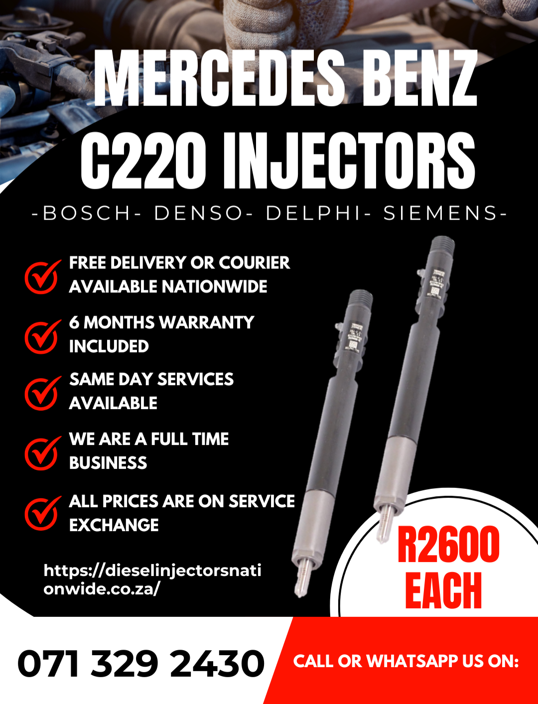 MERCEDES BENZ C220 DIESEL INJECTORS FOR SALE WITH WARRANTY - Private Seller MERCEDES BENZ C220 DIESEL INJECTORS FOR SALE WITH WARRANTY - Private Seller