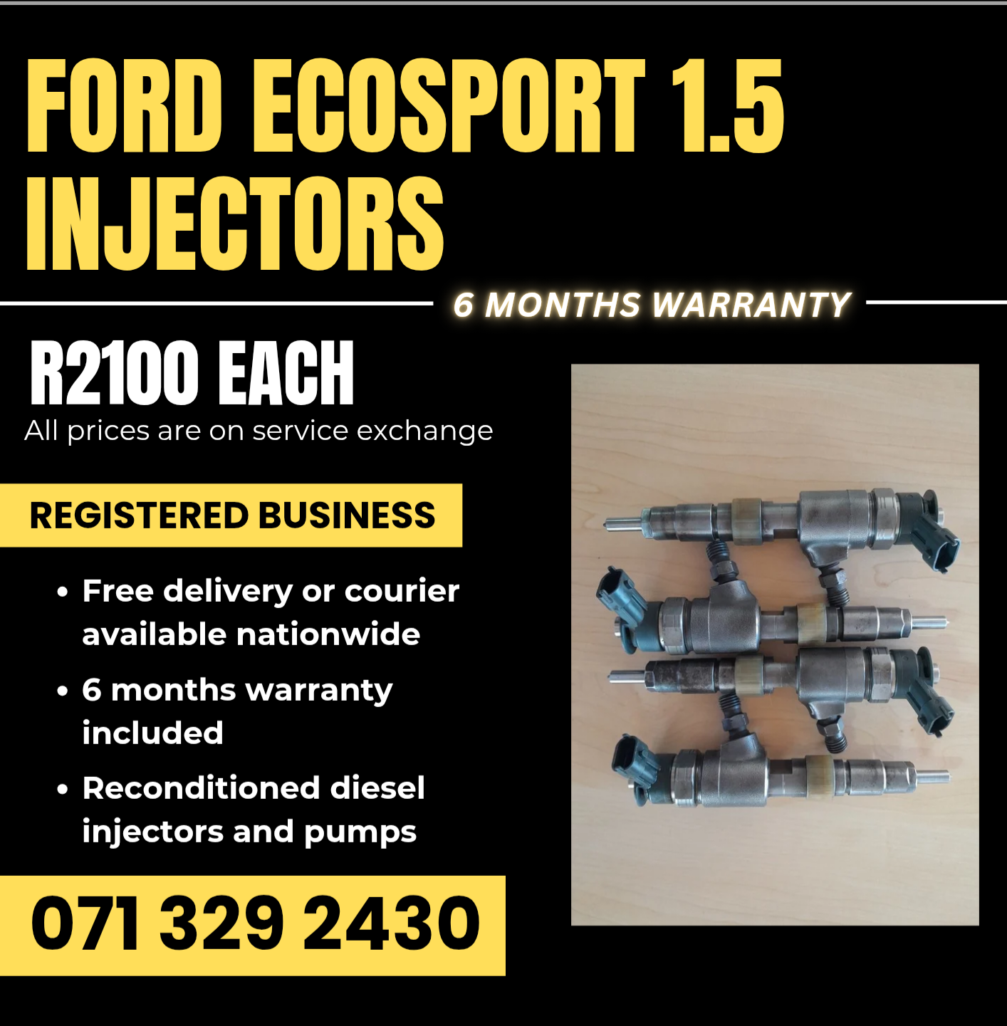 FORD ECOSPORT 1.5 INJECTORS FOR SALE WITH WARRANTY - Private Seller FORD ECOSPORT 1.5 INJECTORS FOR SALE WITH WARRANTY - Private Seller