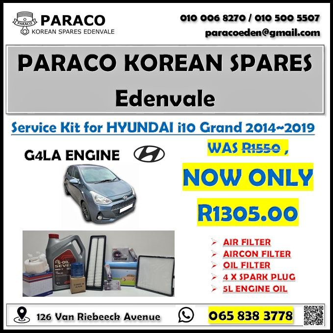 Service Kit for HYUNDAI i10 Grand 2014~2019 - Private Seller Service Kit for HYUNDAI i10 Grand 2014~2019 - Private Seller