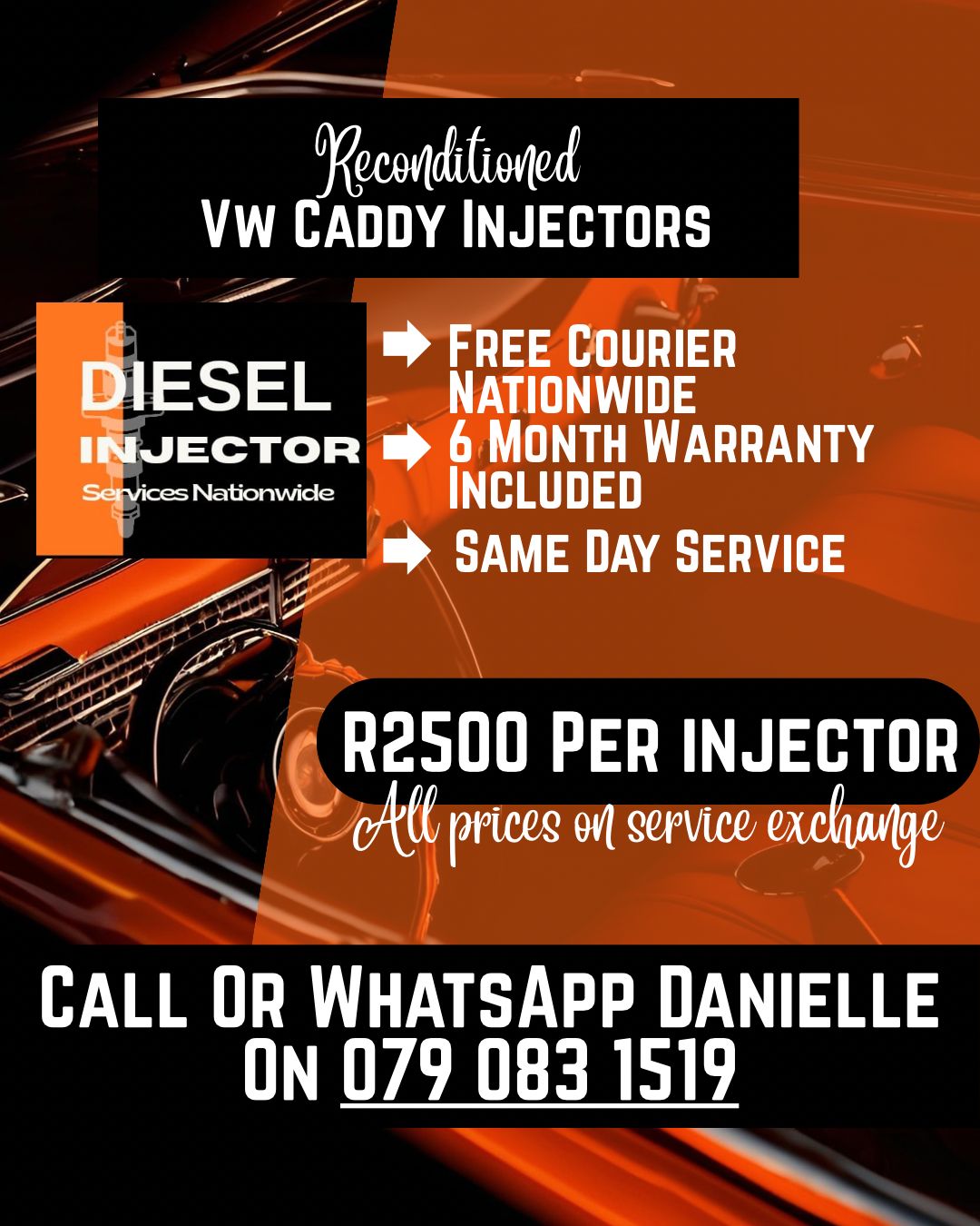 VW CADDY INJECTORS FOR SALE WITH WARRANTY INCLUDED - Private Seller VW CADDY INJECTORS FOR SALE WITH WARRANTY INCLUDED - Private Seller