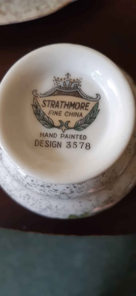 Antique Strathmore fine China trio. Hand painted Design 3578. No cracks no chips.