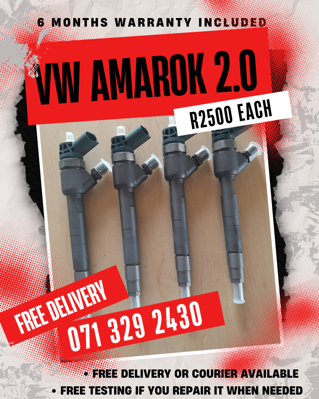 VW AMAROK 2.0 DIESEL INJECTORS FOR SALE WITH WARRANTY - Private Seller VW AMAROK 2.0 DIESEL INJECTORS FOR SALE WITH WARRANTY - Private Seller