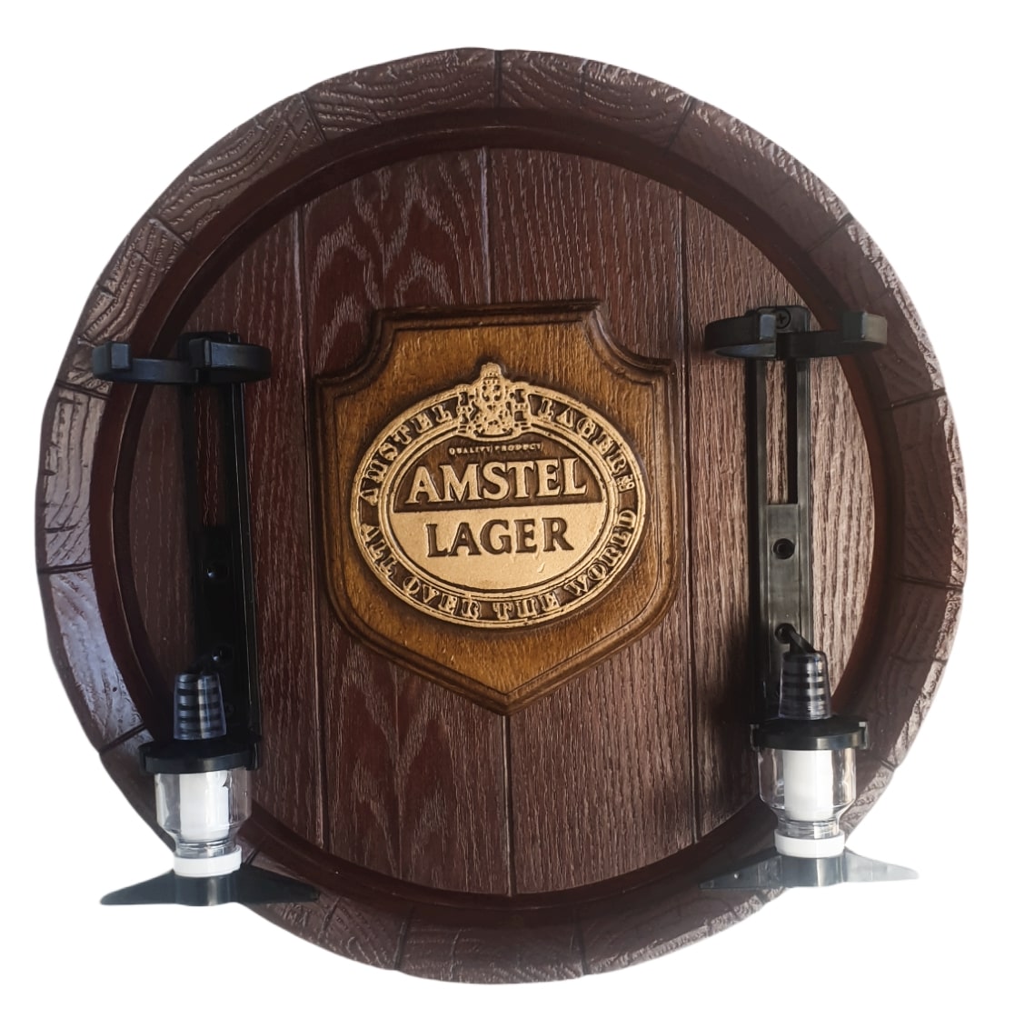 Amstel Premium Lager Liquor Dispenser Large Barrel End with 2 Optics. Brand New Amstel Premium Lager Liquor Dispenser Large Barrel End with 2 Optics. Brand New