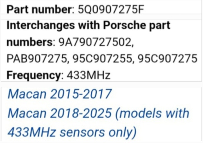 Porsche Macan TPMS tyre pressure monitor sensors and valves - Private Seller Porsche Macan TPMS tyre pressure monitor sensors and valves - Private Seller