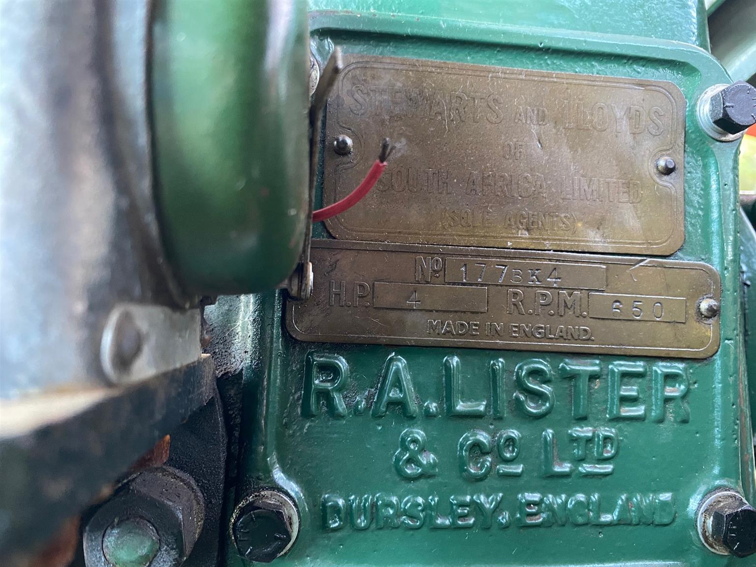 Stationery Engine RA Lister & Co LTD Dursley.