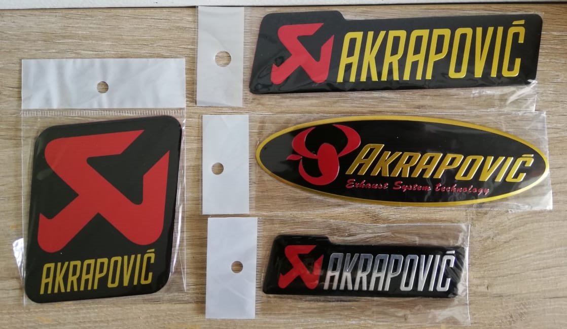 Exhaust silencer cannister muffler aluminium plate decals / metal stickers / badges
