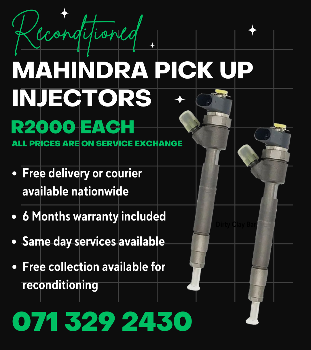 MAHINDRA PICK UP INJECTORS FOR SALE WITH WARRANTY ON