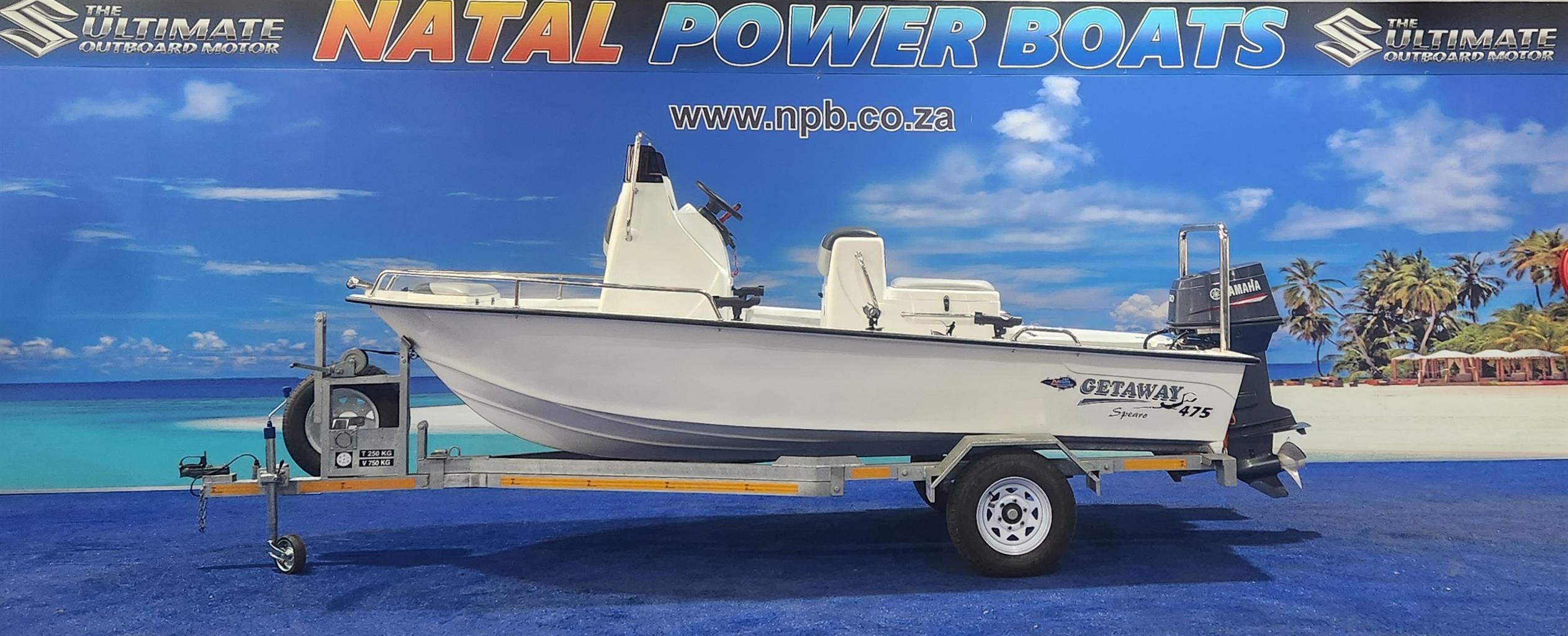 GETAWAY 475 SPEARO ON TRAILER 60 HP YAMAHA 2 STROKE 234 HOURS