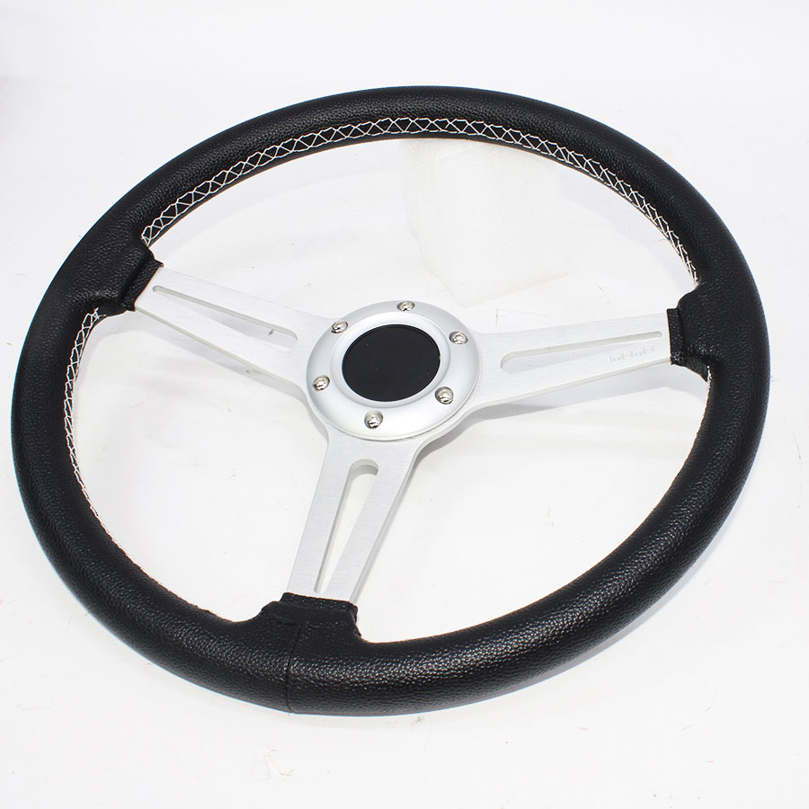 GripForge White Stitch PU Racing Steering Wheel – 350mm
