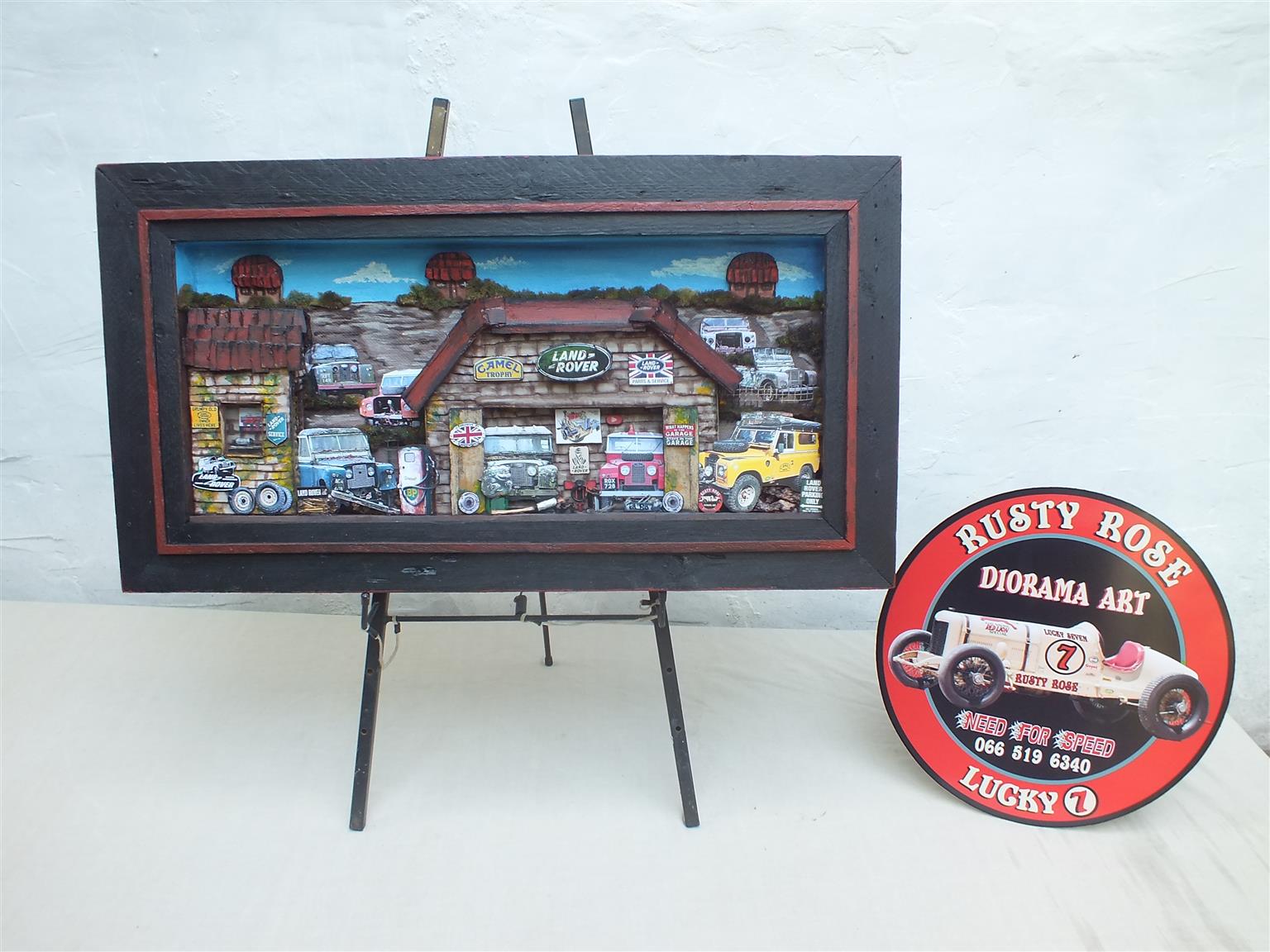 Vintage Land Rover Garage 3 D Diorama Art for Sale
