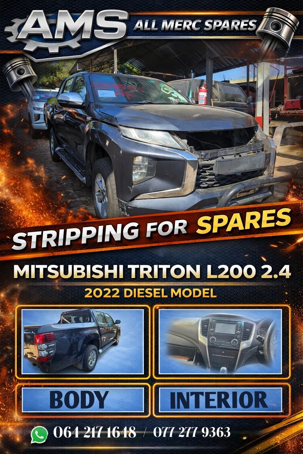 MITSUBISHI TRITON L200 2.4 STRIPPING FOR SPARES – MANUAL DIESEL - Private Seller MITSUBISHI TRITON L200 2.4 STRIPPING FOR SPARES – MANUAL DIESEL - Private Seller