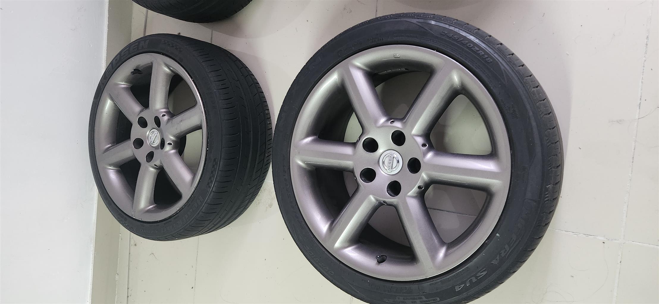 18 inch 350z 5x114.3 wheels and tyres - Private Seller